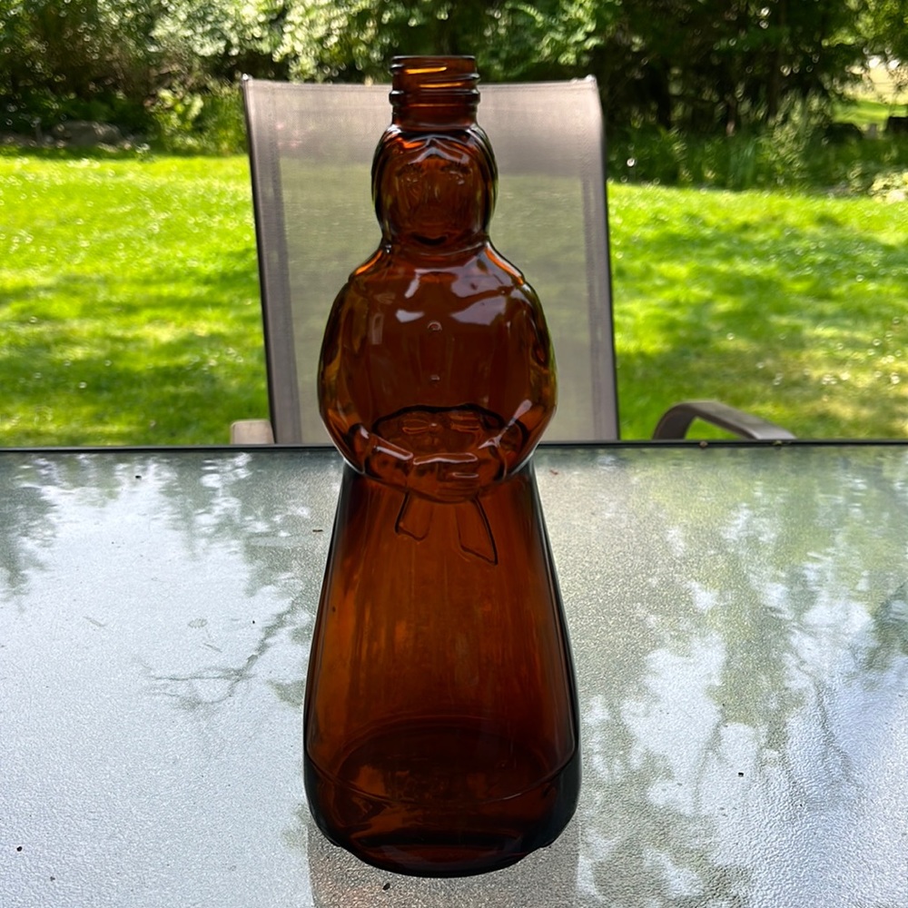 Vintage Mrs. Butterworth Amber Brown Glass Syrup Bottle